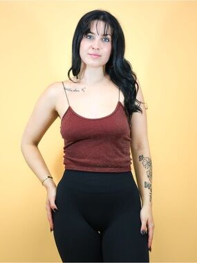 Free People Sparkle Burgundy Spaghetti Strap Camisole